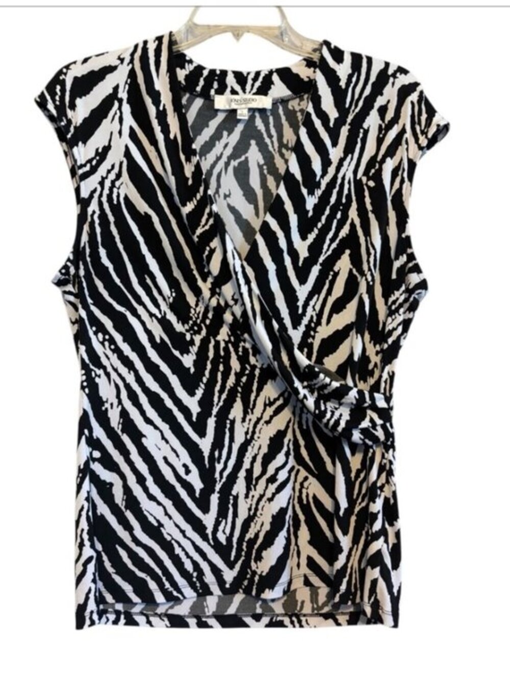 Jones Studio Separates Black/ White Sleeveless Plunging Neck Office Size Large